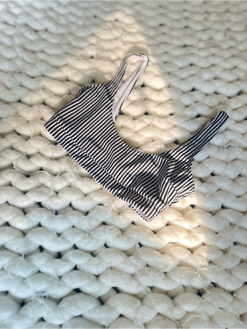 Hollister Swim  Black and White Striped Swim Top